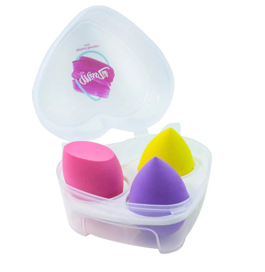 Heart Makeup Sponge 3pcs / Pink, Yellow & Purple