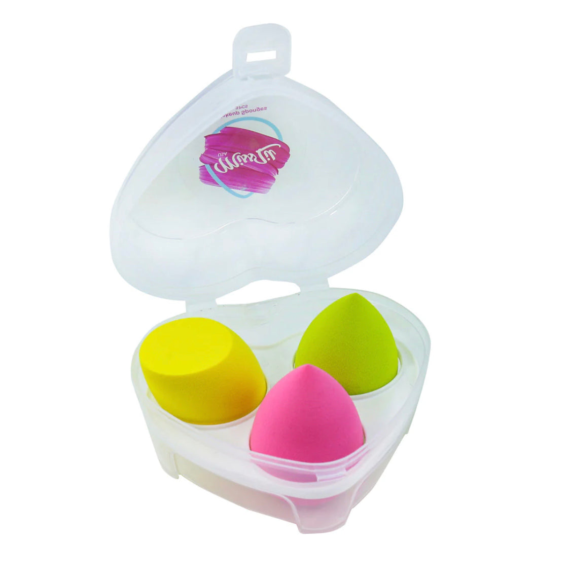 Heart Makeup Sponge 3pcs / Yellow, Lime Green & Pink