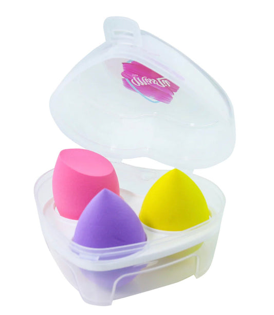 Heart Makeup Sponge 3pcs / Pink, Yellow & Purple