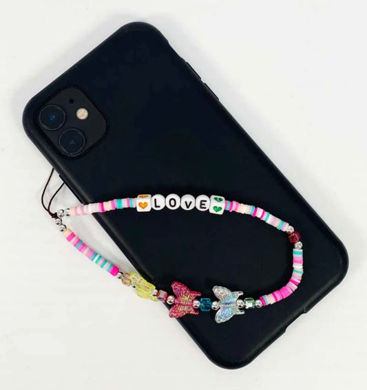 Hearts , Love & Butterflies Phone Charm