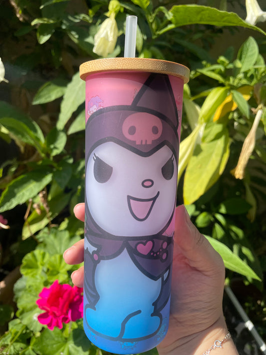 Kuromi Blue Glass Tumbler