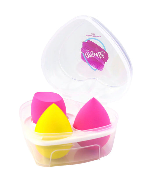 Heart Makeup Sponge 3pcs / Pink & Yellow