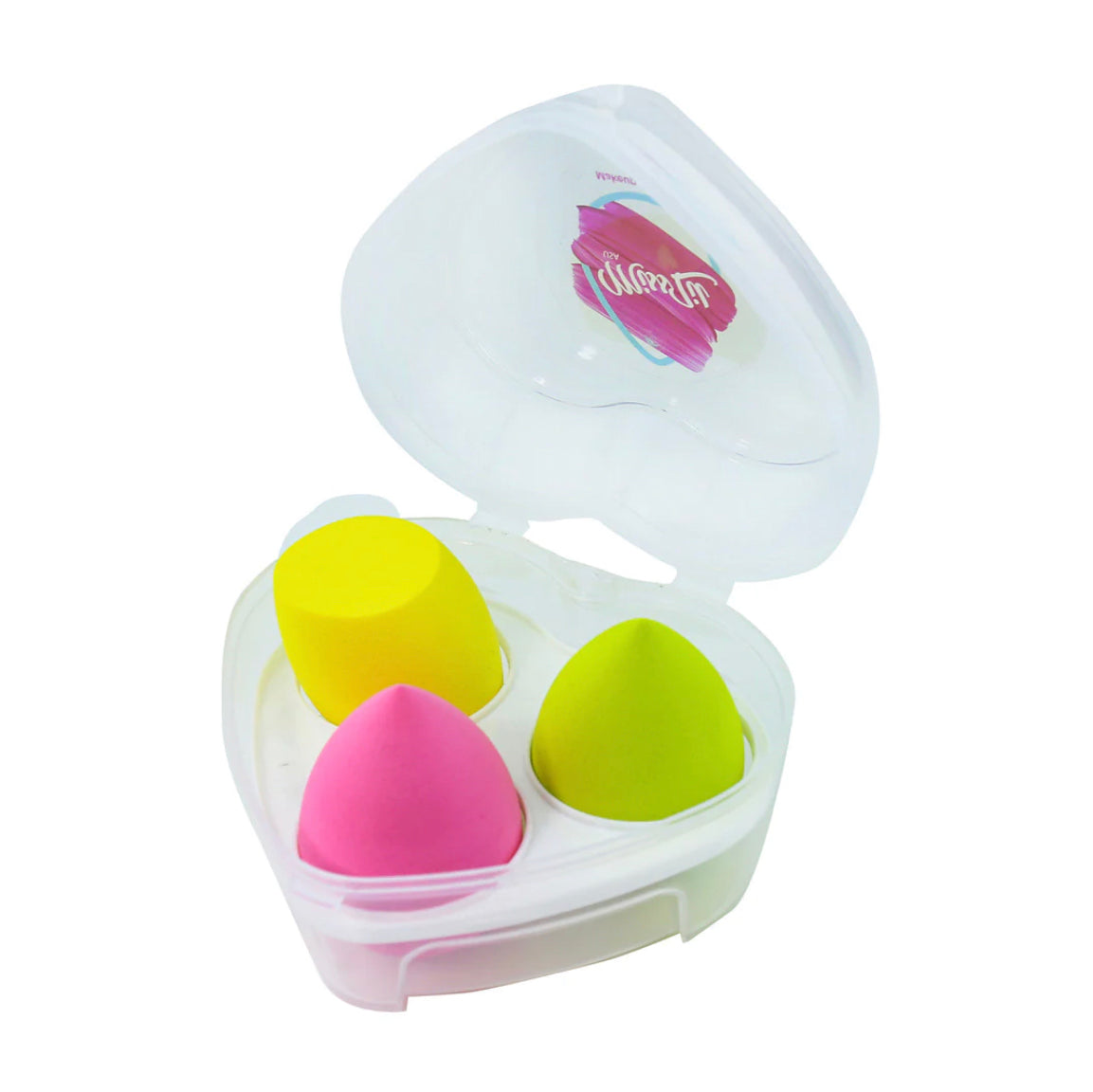 Heart Makeup Sponge 3pcs / Yellow, Lime Green & Pink