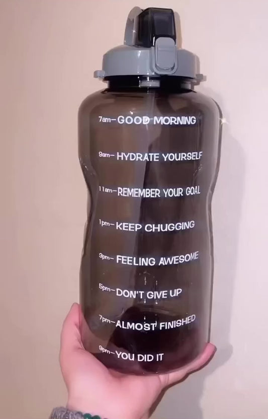 Black & Grey 128oz Water Bottle